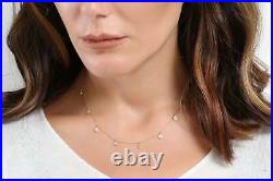 Solid Gold Coin Choker Necklace Handmade Disc Dangle Tag Minimalist Charm Chain
