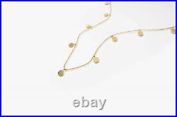 Solid Gold Coin Choker Necklace Handmade Disc Dangle Tag Minimalist Charm Chain