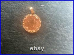 Solid Gold Coin with 14k Bezel pendant