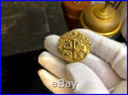 Solid Gold Repo Peru 8 Escudos 1740 Pirate Gold Coins 10.3 Grams 14kt Gold