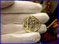 Solid Gold Repo Peru 8 Escudos 1740 Shipwreck Treasure Pirate Gold Coins