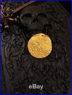 Solid Gold Spain Escudos Pendant Jewelry Necklace Shipwreck Treasure Coin Pirate