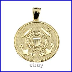 Solid Gold US Coast Guard Two Sided Coin Pendant