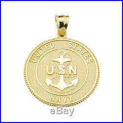 Solid Gold U. S. Navy Insignia Two Sided Coin Pendant