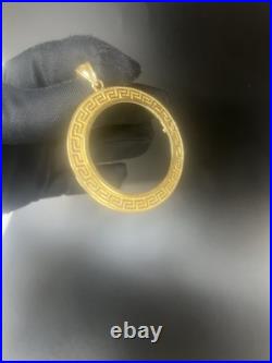 Solid Italian 14 K gold 20 pesos Coin Frame pendant Mexican Bezel Solid Italian 14 K gold 20 pesos Coin Frame pendant Mexican Bezel