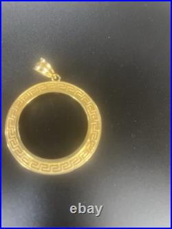 Solid Italian 14 K gold 20 pesos Coin Frame pendant Mexican Bezel Solid Italian 14 K gold 20 pesos Coin Frame pendant Mexican Bezel