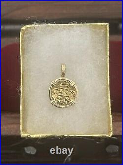 Solid Mini Gold Atocha Coin Pendant Made With 14k Gold