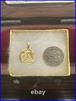 Solid Mini Gold Atocha Coin Pendant Made With 14k Gold