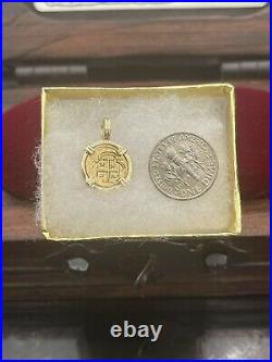 Solid Mini Gold Atocha Coin Pendant Made With 14k Gold