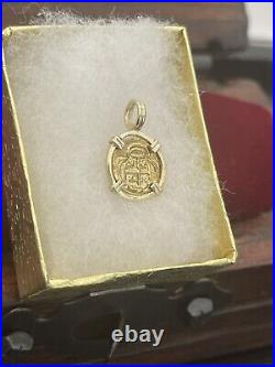 Solid Mini Gold Atocha Coin Pendant Made With 14k Gold