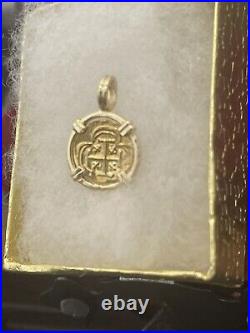 Solid Mini Gold Atocha Coin Pendant Made With 14k Gold