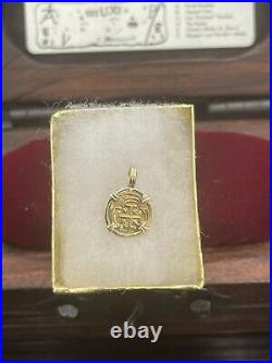 Solid Mini Gold Atocha Coin Pendant Made With 14k Gold