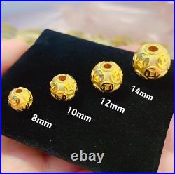 Solid Pure 24K 999 Yellow Gold Lucky Coin Bead Bracelet Necklace DIY Accessories