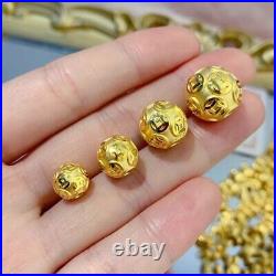 Solid Pure 24K 999 Yellow Gold Lucky Coin Bead Bracelet Necklace DIY Accessories