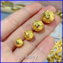 Solid Pure 24K 999 Yellow Gold Lucky Coin Bead Bracelet Necklace DIY Accessories