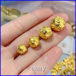 Solid Pure 24K 999 Yellow Gold Lucky Coin Bead Bracelet Necklace DIY Accessories