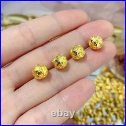 Solid Pure 24K 999 Yellow Gold Lucky Coin Bead Bracelet Necklace DIY Accessories