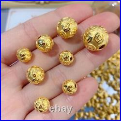 Solid Pure 24K 999 Yellow Gold Lucky Coin Bead Bracelet Necklace DIY Accessories