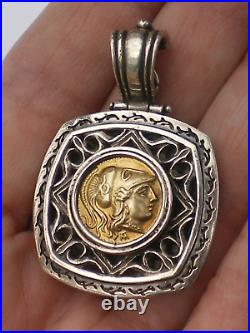 Solid Sterling Silver & 10kt Roman Greek Coin Pendant Solid Sterling Silver & 10kt Roman Greek Coin Pendant