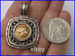 Solid Sterling Silver & 10kt Roman Greek Coin Pendant Solid Sterling Silver & 10kt Roman Greek Coin Pendant