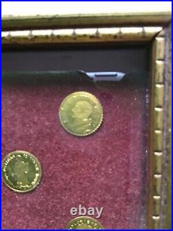 Special vintage mini solid gold coin 8 K popes pluribus with wood frame
