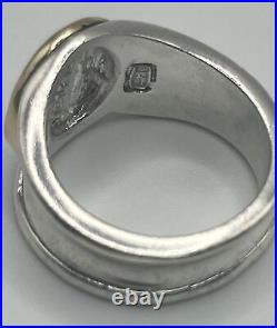 Sterling Silver & 14K Gold Ring with Roman Solider Coin Size 7.5