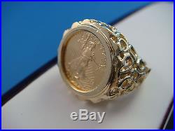 Striking $5 Coin Men's Solid Ring 15.5 Grams Authentic Pure Gold Coin Size 9.5