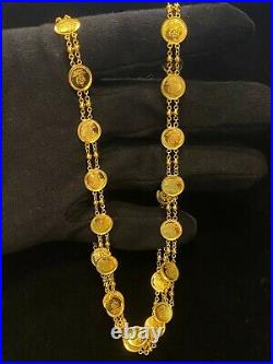 Stunning Dubai Handmade Coin Chain Necklace In Solid 750 Stamped 18K Yellow Gold
