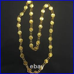 Stunning Dubai Handmade Coin Chain Necklace In Solid Certified 18K Yellow Gold