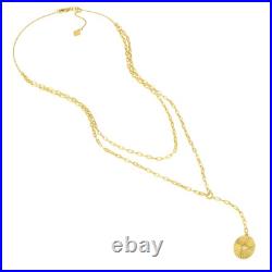 Sunburst Pendant Lariat Choker Necklace 14K Solid Gold Layered Paperclip Chain Sunburst Pendant Lariat Choker Necklace 14K Solid Gold Layered Paperclip Chain