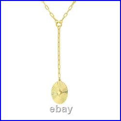 Sunburst Pendant Lariat Choker Necklace 14K Solid Gold Layered Paperclip Chain Sunburst Pendant Lariat Choker Necklace 14K Solid Gold Layered Paperclip Chain