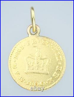 Super Antique Georgian Solid 22K Gold Third Guinea Coin Pendant Necklace 1800 Super Antique Georgian Solid 22K Gold Third Guinea Coin Pendant Necklace 1800