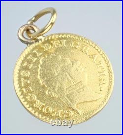 Super Antique Georgian Solid 22K Gold Third Guinea Coin Pendant Necklace 1800 Super Antique Georgian Solid 22K Gold Third Guinea Coin Pendant Necklace 1800