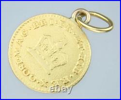 Super Antique Georgian Solid 22K Gold Third Guinea Coin Pendant Necklace 1800 Super Antique Georgian Solid 22K Gold Third Guinea Coin Pendant Necklace 1800
