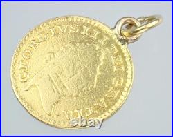 Super Antique Georgian Solid 22K Gold Third Guinea Coin Pendant Necklace 1800 Super Antique Georgian Solid 22K Gold Third Guinea Coin Pendant Necklace 1800