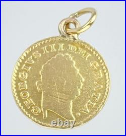 Super Antique Georgian Solid 22K Gold Third Guinea Coin Pendant Necklace 1800 Super Antique Georgian Solid 22K Gold Third Guinea Coin Pendant Necklace 1800