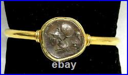 Superb 18k Solid Gold With 450 Bc Silver Stater Coin Goddess Athena Bracelet