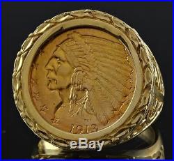 Superb 1913 $2 1/2 Indian Quarter Eagle 22k Gold Coin & Nwot 14k Solid Gold Ring