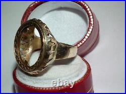 Superb Large 1974 Solid 9ct Gold Half Sovereign Coin Ring Blank / Mount 5.2g