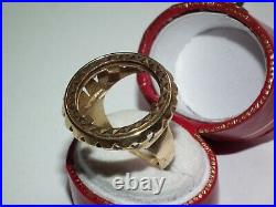 Superb Large 1974 Solid 9ct Gold Half Sovereign Coin Ring Blank / Mount 5.2g