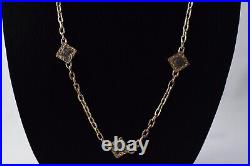 Tat2 GOLD PAVIA COIN & SQUARE FRAME STATION NECKLACE Estate