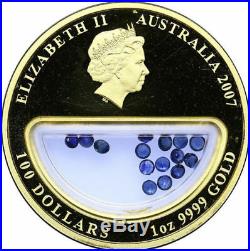 Treasures Of Australia 2007 Sapphires 1 Oz Gold Coin Very Rare Rar