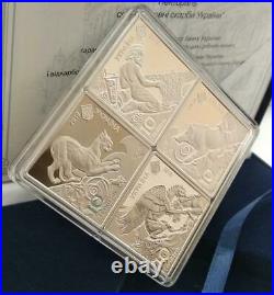 UKRAINE 2019 PECTORAL 4 Square Coins Silver 4 10 UAH, 4 Oz Gilded, Scythian