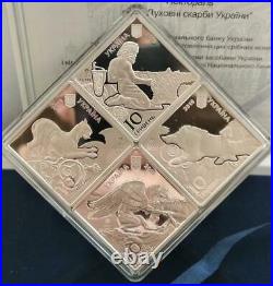 UKRAINE 2019 PECTORAL 4 Square Coins Silver 4 10 UAH, 4 Oz Gilded, Scythian
