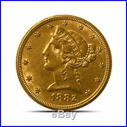 US $5 Liberty Gold Half Eagle Coin Extremely Fine (XF) Or Better Random Date