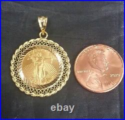 US LIBERTY 2013 22K $ 5 1/10 Oz Gold Coin Set Within 14K Solid Fancy PENDANT