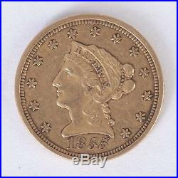 U. S. 1855 Liberty Head 2 ½ D Solid Gold Coin RARE $2.50 America