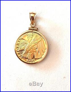U. S. $5.00 Gold Coin 1987- In Solid 14k Yellow Gold Bezel/pendant- See Gold