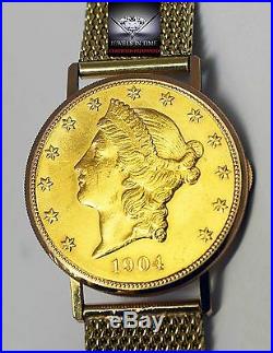 Ulysse Nardin 1904 $20 Liberty Gold Coin Watch 18k Yellow Gold On Bracelet