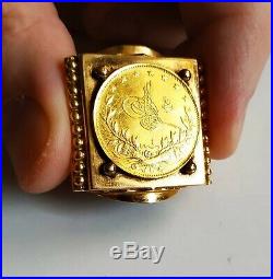 Unique Handmade 18k solid gold Ring with 22k coin 26.81 g